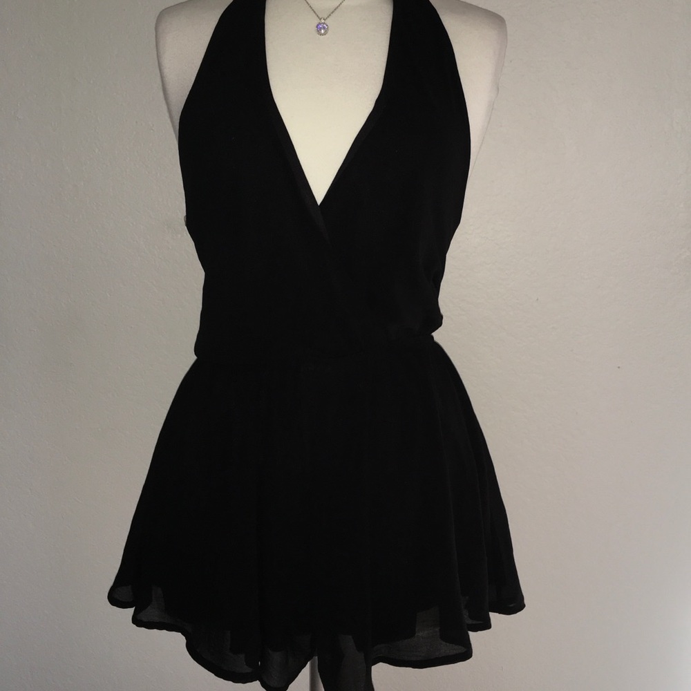 Mint L.A. Boutique Small Black Halter Tie Romper